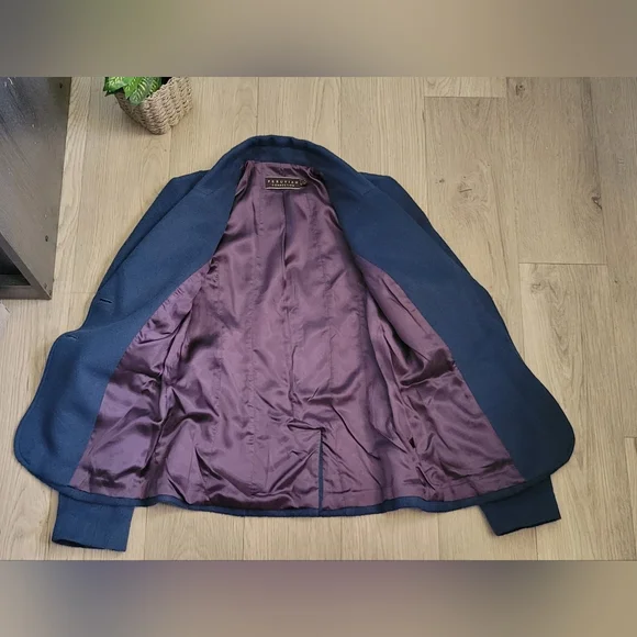 Peruvian Connection Baby Alpaca &  Wool Blend Navy Blue & Purple Blazer, Women 4 - Picture 12 of 16